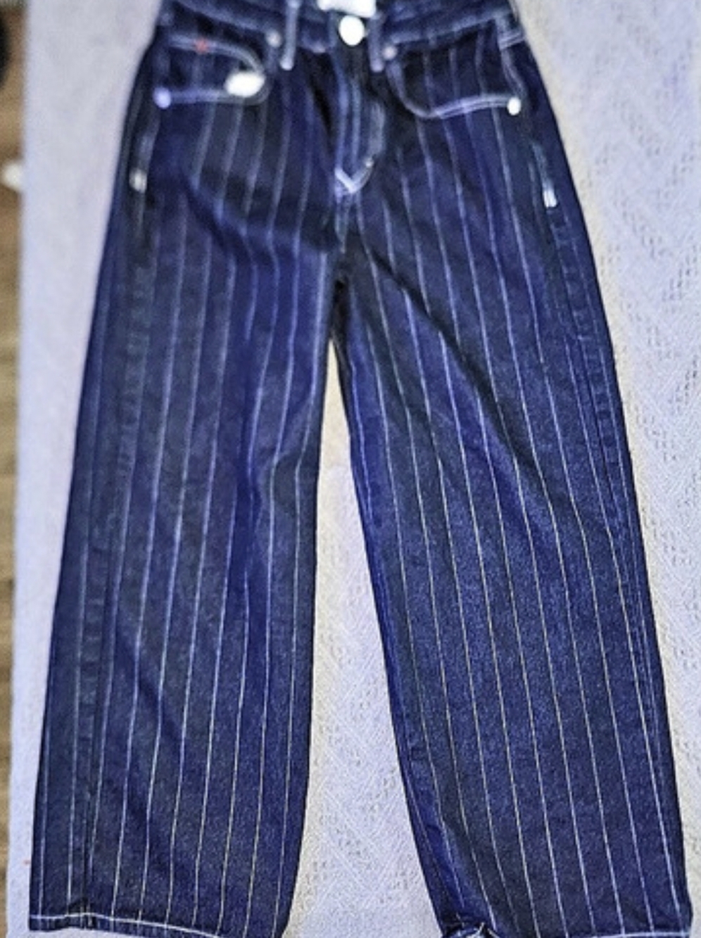 BDG Kayla Pinstripe Low-Rise Jeans Women's Blue Pinstriped Jeans